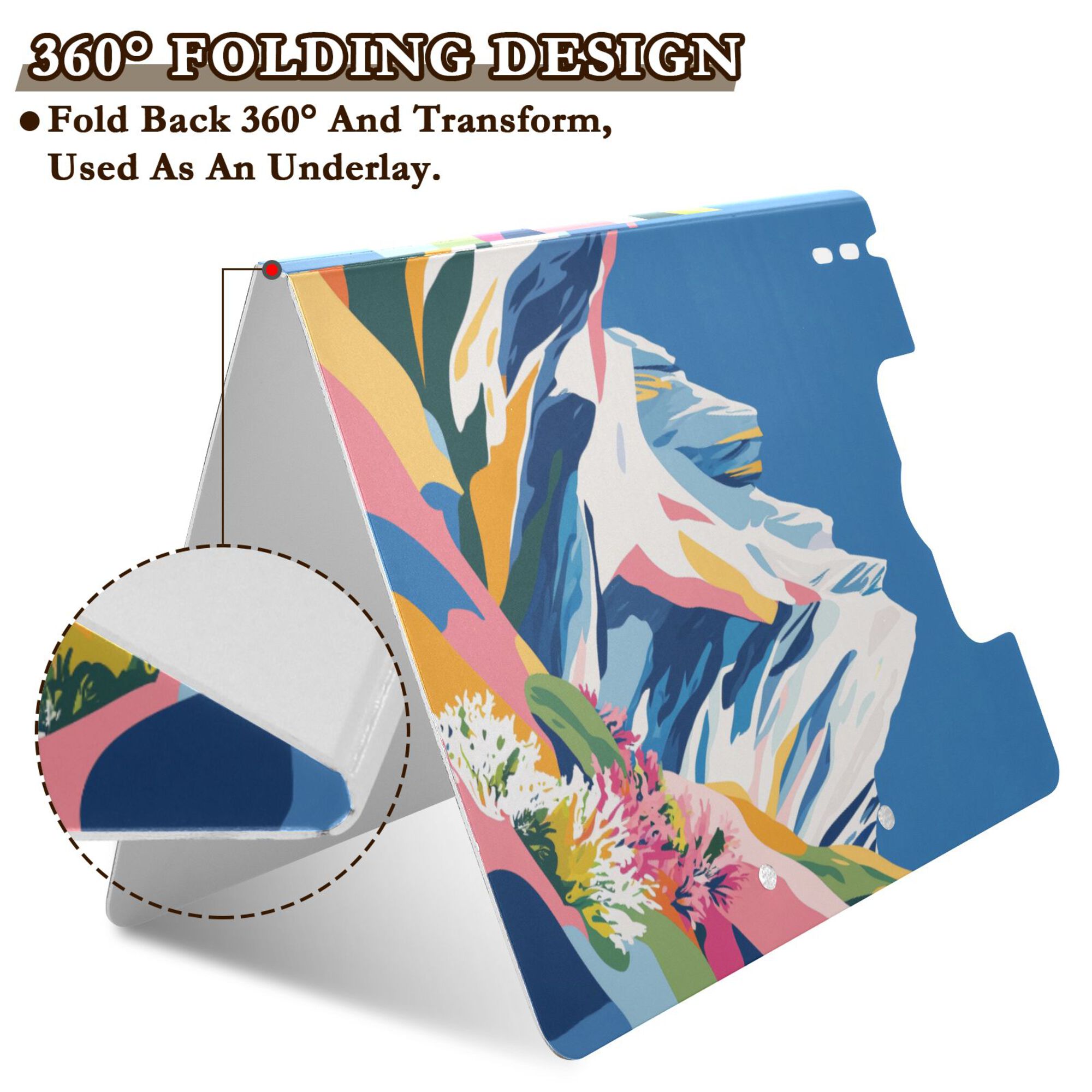 FORMRS A4 Clipboard Folder with Pen Holder Horizontal Foldable School Office Binder, Abstract Snow Mountain