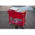 thumbnail image 4 of Permasteel 80-Qt Antique Outdoor Steel Patio Cooler on Wheels, Rolling Cooler Cart, Wooden Teak Style, Red, 4 of 11