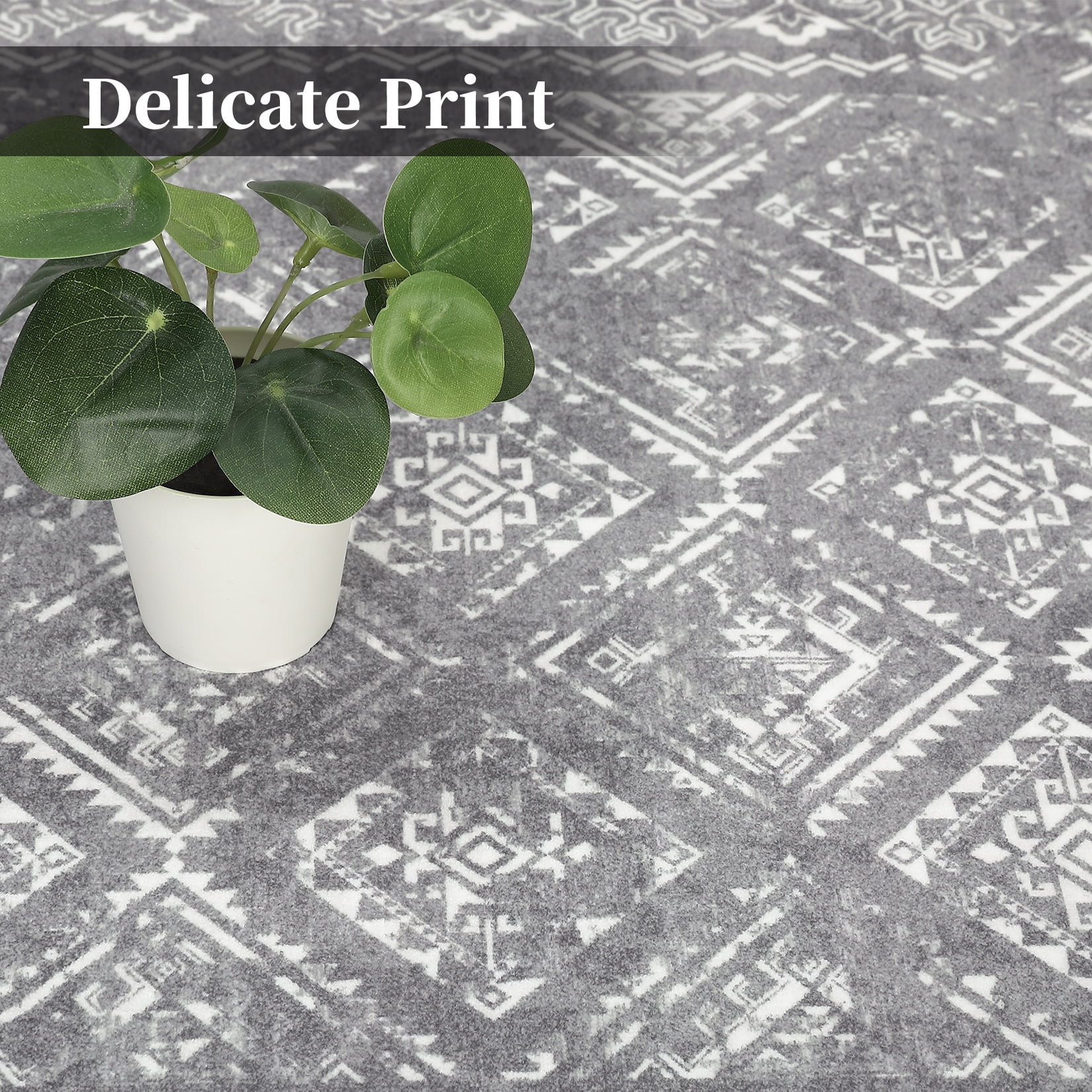 HOMERRY Area Rug 8' x 10' Modern Moroccan Distressed Area Rug for Living Room Washable Soft Indoor Floor Carpet, Gray