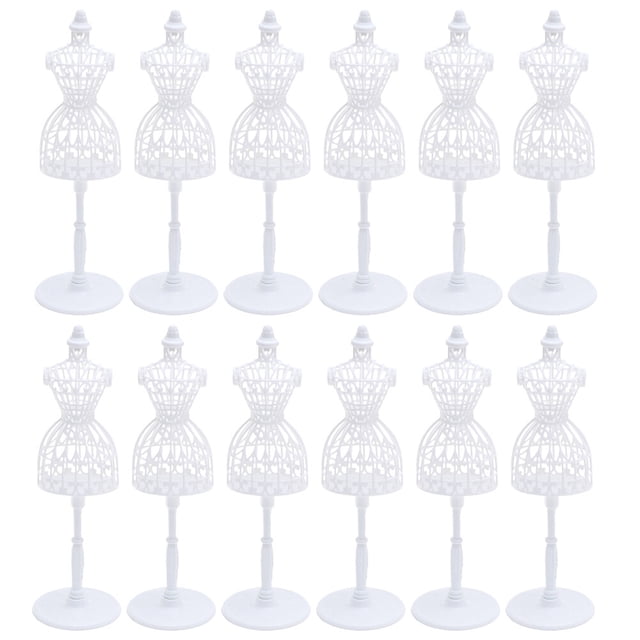 12Pcs Mini Doll Clothes Mannequin Hollow Art Mannequin Mini Clothes Model Rack
