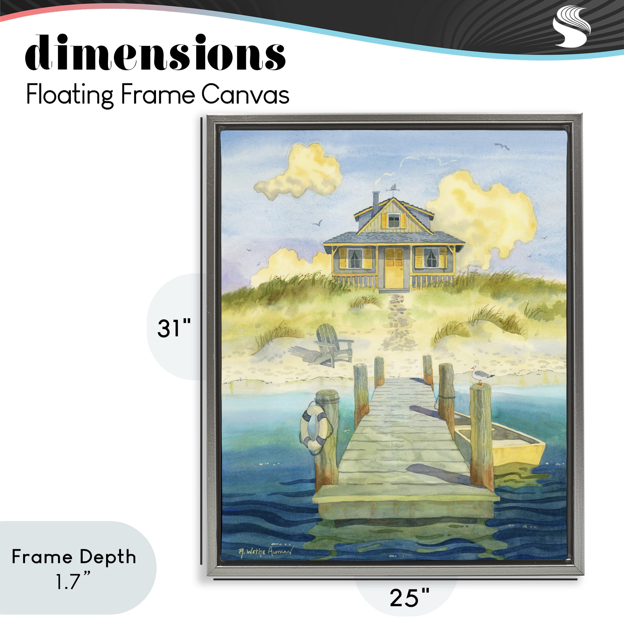 Stupell Industries Welcome Seaside Retreat Cottage Gray Framed Floater Canvas Wall Art, design by Robin Altman
