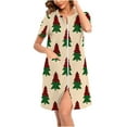 thumbnail image 2 of Wowcloth Woman's Christmas Loungewear Nightgown, Casual Loose-Fit Short Sleeve Design, Soft Sleepwear for Holiday Home Comfort and Daily Relaxation, 2 of 8