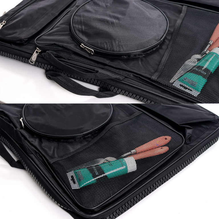 US Art Supply Black Nylon Art Portfolio Carry Backpack Bag (Size: 25-1/2 x 19 x 4-3/8)