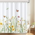 thumbnail image 2 of Spring Floral Shower Curtain, Yellow White Wildflower Plant Butterfly Decorative Bath Curtain 72 x 72 Inch Polyester Fabric Waterproof Bathroom Curtain with 12 Hooks, 2 of 6