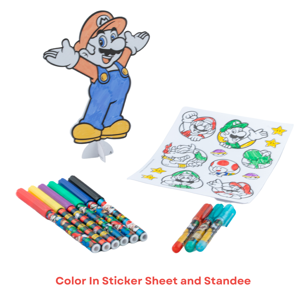 Super Mario Kids Art Kit with Carrying Tin Gel Pens Markers Stickers 500, Size: 12 inch x 10.75 inch x 1.65 inch, 710637MB