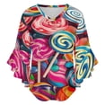 thumbnail image 5 of Sweets And Rainbow Lollipops Pattern Women's V-Neck Blouse With 3/4 Ruffled Bell Sleeves Casual Top Ladies Blouses, 5 of 7