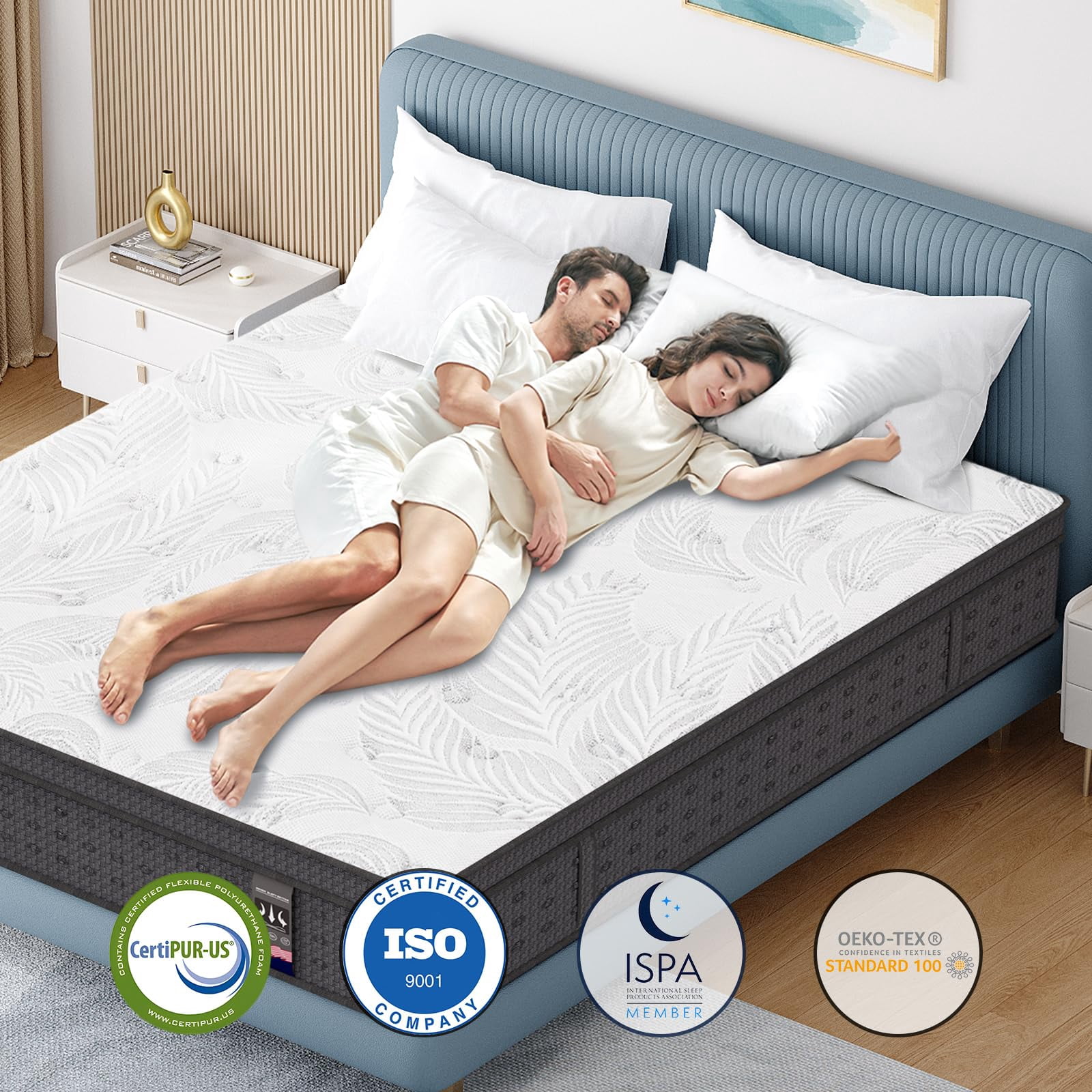 JYYA88BB 14-inch Full Hybrid Mattress, Memory Foam & Pocket Springs, Medium Firm