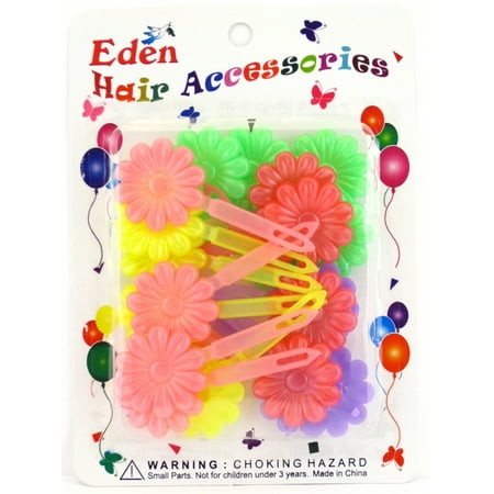 Eden Girls Self Hinge Pastel Flower Hair Barrettes - 18 Pcs.