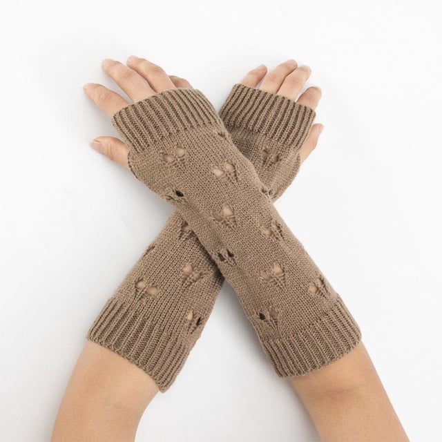 Guantes Invierno para Mujer, de Punto con Orificio para El Calentadores de Elásticos Unisex de Color Sólido, Térmica C BLESIY guantes largos sin dedos