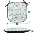 thumbnail image 4 of Flower Chair Seating Cushion Set of 2, Field Flowers Ornate Sunshines Blooms Vacation Swirl Design, Seat Pads for Office with Anti-slip Backing, 16"x16", Blue Reseda Green, by Ambesonne, 4 of 7