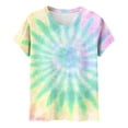 thumbnail image 5 of Mifsaly Tie-Dye Cotton T-Shirt for Women Short Sleeve Crew Neck Casual Summer Tops Colorful Print Lightweight Breathable Casual Blouse L, 5 of 6
