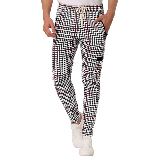 Pantalones de chándalcuadros de pade gallo Hip Hop pahombre Pantalones de chándal atléticos con cordón rojo 30