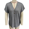 thumbnail image 1 of Top NikouMX Camisa de manga corta color liso con botones y cuello en V Materiales ecológicos tamaño S M L XL 2XL, 1 of 3