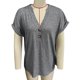thumbnail image 1 of Blusa de manga corta,Top con botones y cuello en V Blusa de color puro Top con botones de manga corta Instalación sin esfuerzo, 1 of 3