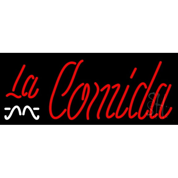 La Comida LED Neon Sign 10 x 24 - inches, Clear Edge Cut Acrylic Backing, with Dimmer - Bright and Premium built indoor LED Neon Sign for restaurant window and interior decor.
