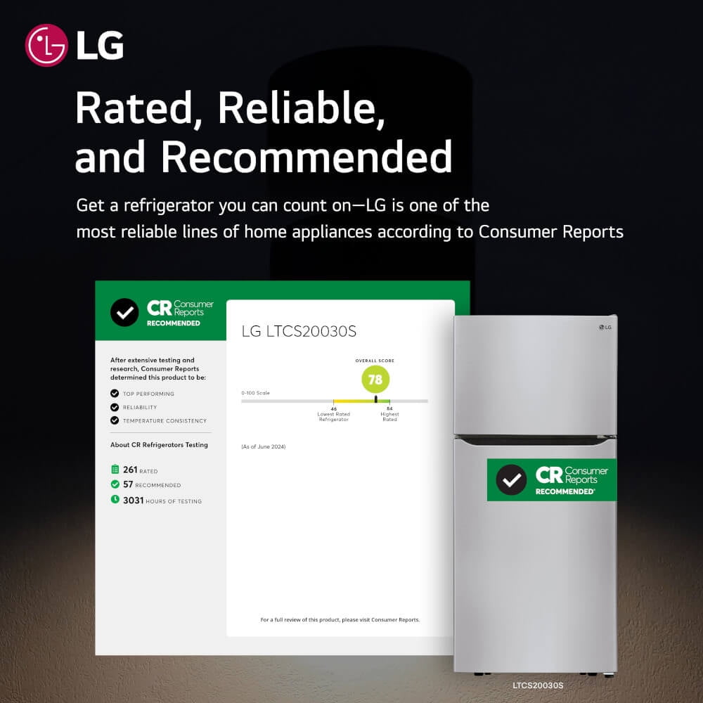LG LTCS20030S 20 Cu. ft. Stainless Top Freezer Refrigerator - New