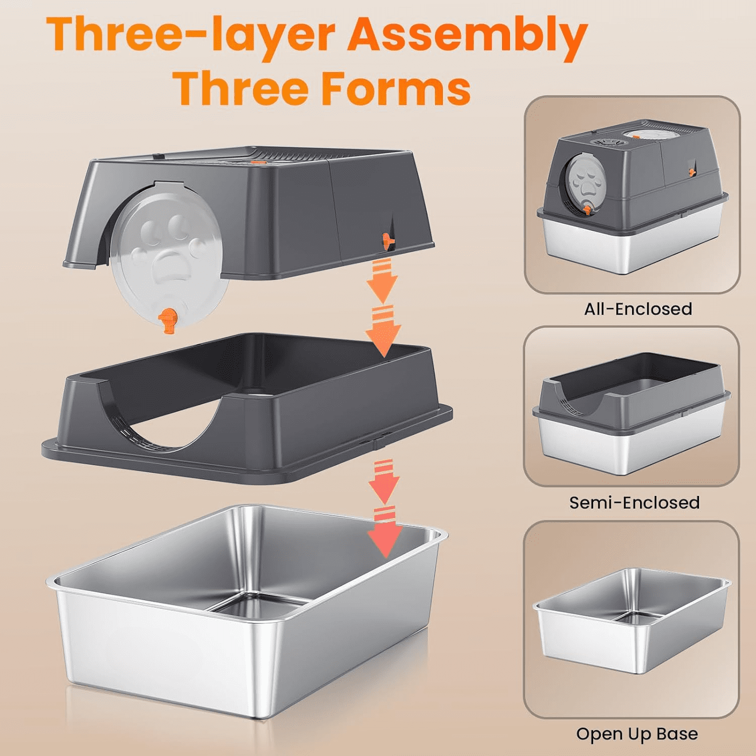 Enclosed Cat Litter Box – Large Space, Anti-Splash & Odor Control – Non-Stick Base, Easy to Clean for Indoor Cats – Durable & Cat-Friendly Design