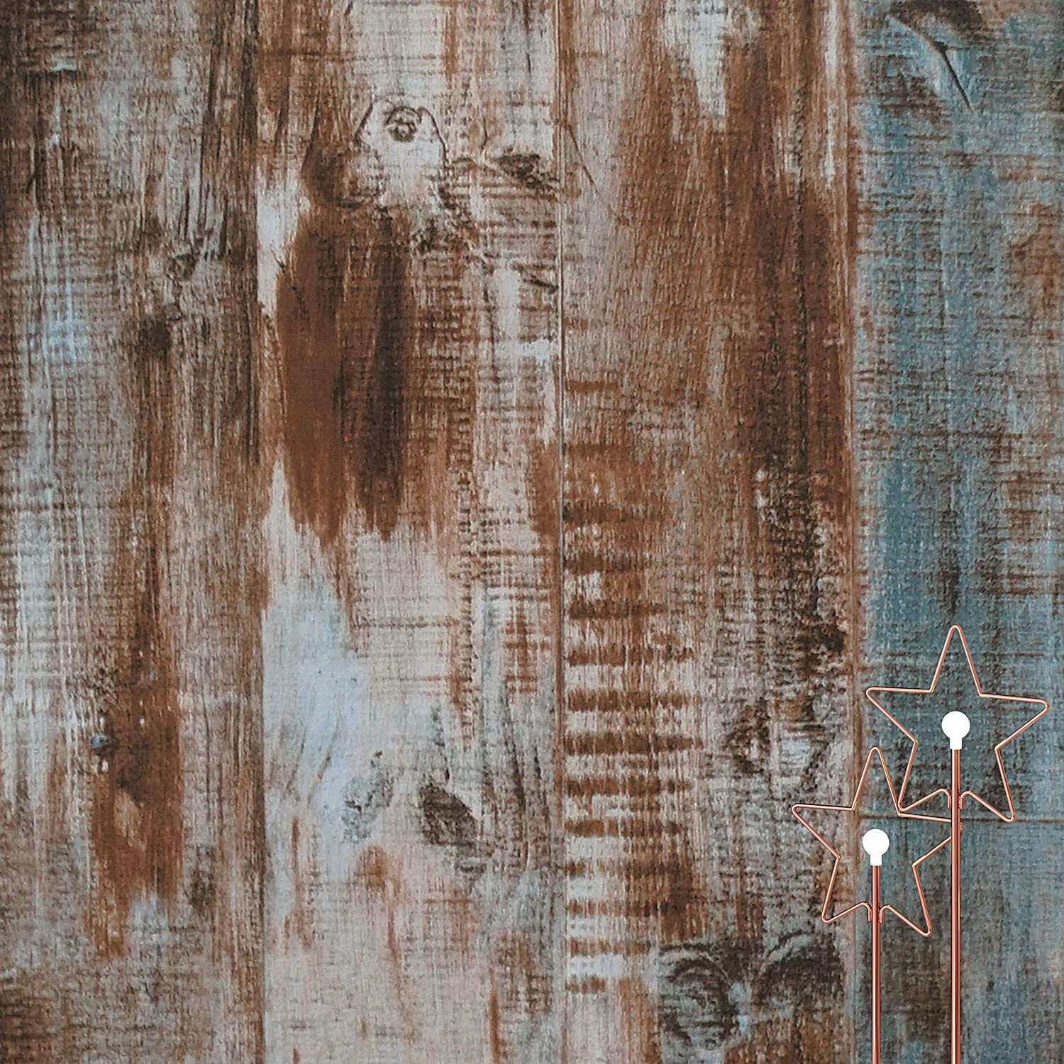 Caltero Wood Plank Wallpaper 17.7 × 197 Blue Distressed Wood Wallpaper Peel and Stick Wood Grain Contact Paper Vintage for Furniture Bedroom Countertop Cabinet