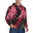 thumbnail image 2 of Rateoe Red Viper Jungle Intensity Pattern Mens Hoodie, Pullover Hooded Sweatshirt, Kangaroo Pocket Hoodie Ideal for Daily Wear, Travel and Home-XX-Large, 2 of 7