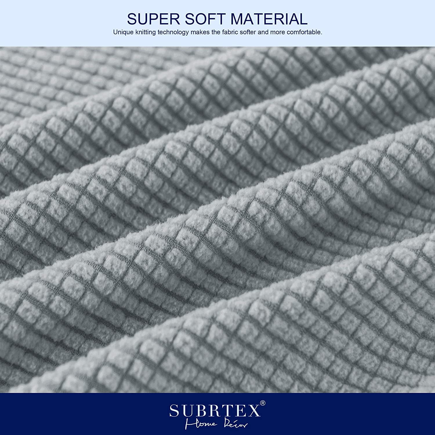 Subrtex 4-Piece Stretch Textured Grid Sofa Cover Slipcover,Separate Cushion Cover(Light Gray, Sofa)