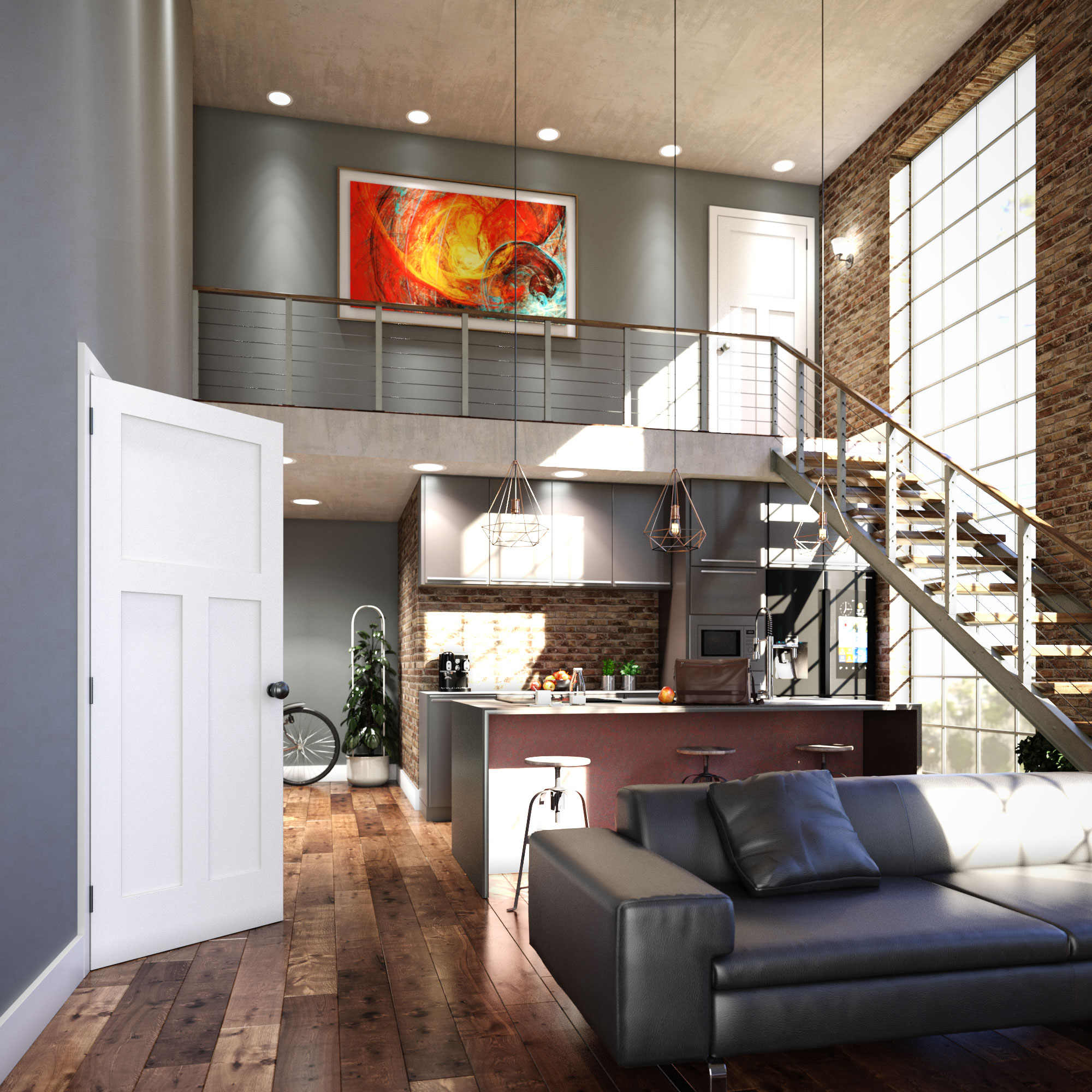 EightDoors 80" x 28" x 1-3/8" 3-Panel Craftsman Shaker White Primed Solid Wood Core Interior Slab Door