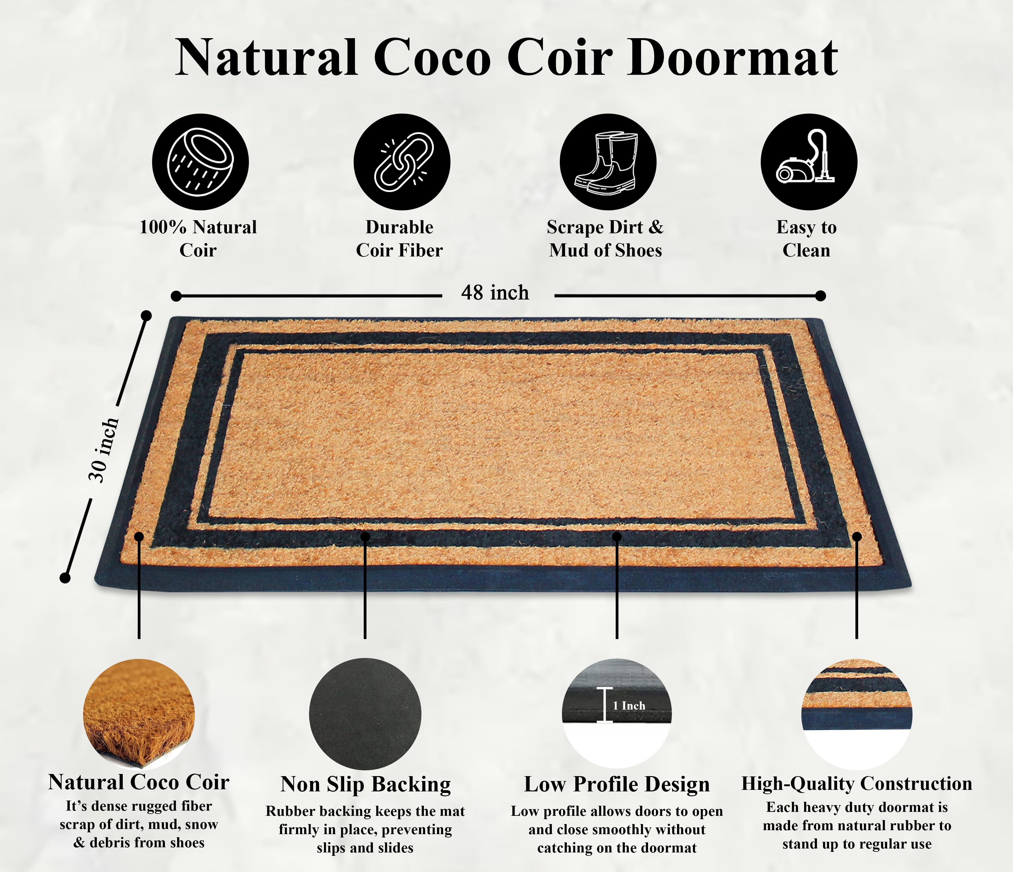 A1 Home Collections First Impression Markham Border Double Extra Large Doormat (30"x48")