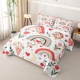 thumbnail image 3 of Manfei Valentine Rainbow Quilt Full, Cherry Tulip Flower Full Bedspread Sets, White Red Green, 3-Piece, 1 Coverlet and 2 Pillowcases, 3 of 7