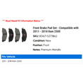thumbnail image 2 of Front Brake Pad Set - Compatible with 2011 - 2018 Ram 2500 2012 2013 2014 2015 2016 2017, 2 of 2