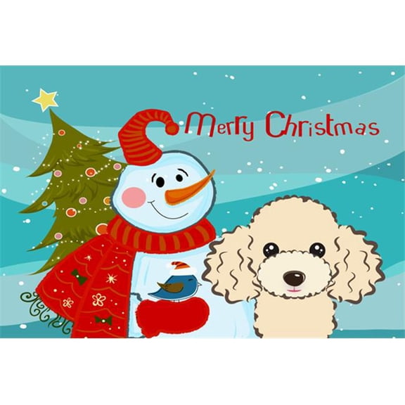 Carolines Treasures BB1878PLMT Snowman With Buff Poodle Fabric Placemat
