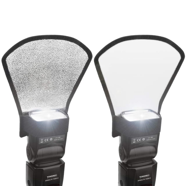 Difusor reflector de flash TOAZOE, 2 unidades, blanco y plateado, para Canon Nikon Sony Fuji