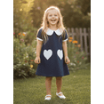 thumbnail image 4 of BemeyourBBs Kids Toddler Baby Girls Valentines Day Outfit Red Heart Spring Dress Short Sleeve Doll Collar Heart Print Princess Dress, 4 of 9