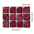 thumbnail image 2 of 12PCS Wine Red Velvet Christmas Balls 2.36inch Flocked Textures Xmas Tree Ball Ornaments Decorations, 2 of 7