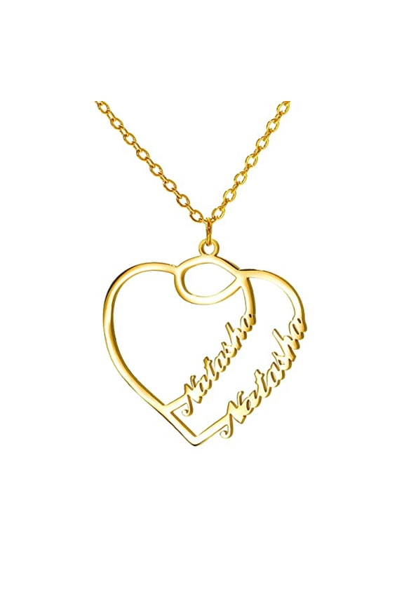 Custom Name Love Heart Pendant Personalized Name Heart Necklace for Women Valentine's Day Gift
