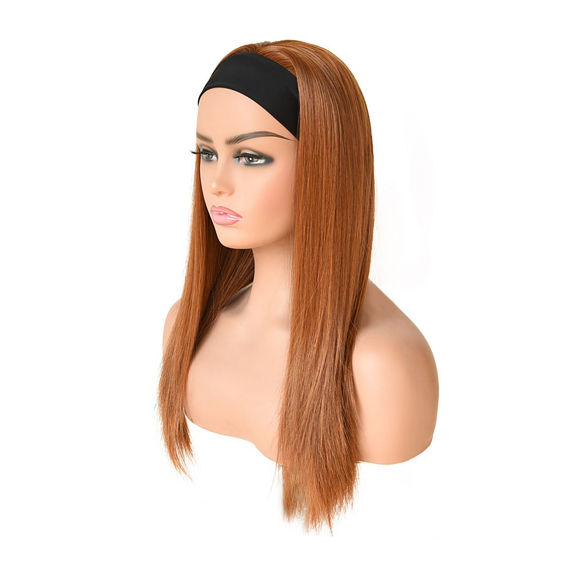 22inch Copper Red Straight viviabella Long Headband Wigs for Black Women Natural Looking Synthetic Wig with Headband Heat Resistant