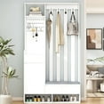 thumbnail image 3 of Harper & Bright Designs Hall Tree with Bench and Shoe Storage, Mudroom Bench with Coat Rack and Pegboard and 4 Hooks for Hallway Living Room, White, 3 of 19