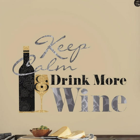 Wallhogs Keep Calm Drink More Wine Quote Wall Decal