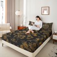 thumbnail image 4 of Manfei Teens Adults Bohemian Damask Full Size Sheets 4-Piece,Black Golden Breathable Bed Sheets,Exotic Style Lightweight Sheet Sets,Breathable Home Decor, 4 of 7