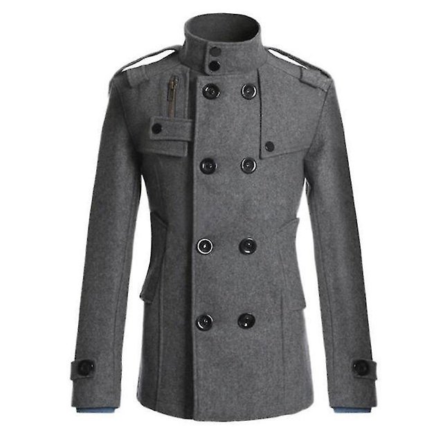 Abrigo de lana para hombre Chaqueta cálida con doble botonadura y protección contra el frío