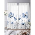 thumbnail image 2 of Blue Spring Floral Sheer Curtains 96 Inch Length 2 Panels Set, Watercolor Botanical Summer Flower Voile Window Treatment Semi Sheer Long Curtains Drapes for Bedroom/Living Room/Kitchen 52"x96"x2, 2 of 7