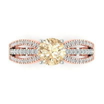 1.27 ct Round Cut Natural Morganite Solitaire with Simulated Diamond Accents 18K White/Rose Gold Womens Engagement Ring
