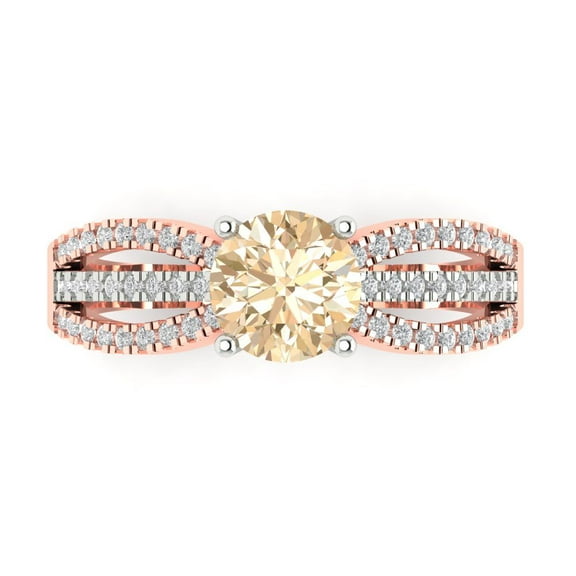 Solitaire with Accents Engagement Ring for Women - 1.27ct Natural Morganite in 14K White/Rose Gold Promise Ring