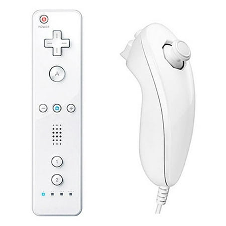 White Wireless Remote Wiimote & Nunchuck Controller Combo Set w/ Strap for Nintendo Wii/Wii U/Wii mini