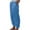 Blue, variant on Summer Pants for Women Casual Cotton Linen Wide Leg Drawstring Elastic Waist Capris Crop Pants with Pockets