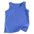 thumbnail image 4 of Tisuna Child Girls Summer Vest Tops Solid Color Sleeveless Crew Neck T Shirts Lightweight Stretchy Little Girls Holiday School Daily Wear Size 2-3 Years Blue, 4 of 4