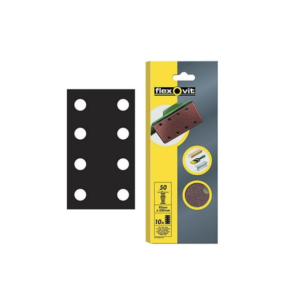 Flexovit - 1/3 Sanding Sheets Perforated Coarse 50 Grit (Pack 10)