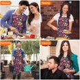 thumbnail image 4 of Pioneer Flower Floral Print Pattern Apron-Garden Aprons for Women with Pockets-Cotton Linen Waterproof Kitchen Cooking Gardening Aprons Adjustable for Kitchen,Cooking,BBQ and Salon 33x27 Inch, 4 of 7