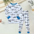 thumbnail image 2 of KPOPLK Little Boys Pajamas Set 2T 3T 4T 5T 6T 7T 8T Boys Cartoon Print Long Sleeve Sleepwear Fall Winter Loungewear Clothes Blue Size 6-7 Years, 2 of 9
