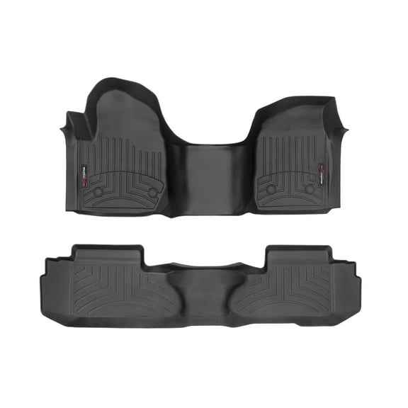 WeatherTech Custom Fit FloorLiners compatible with Silverado 1500, Sierra 2500HD/3500HD, Silverado 2500HD/3500HD, Sierra 1500 - 1st Row Over-The-Hump & 2nd Row, Black