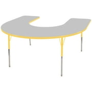 ECR4Kids 60in x 66in Horseshoe Everyday T-Mold Adjustable Activity Table Grey/Yellow - Standard Swivel