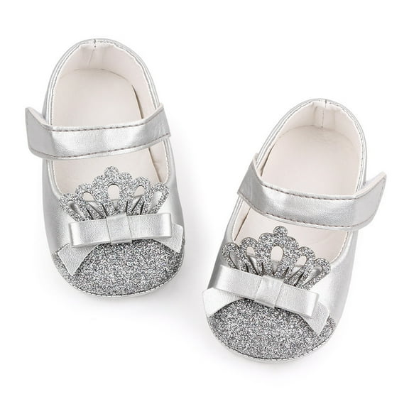 Wavsuf Toddler Shoes for Girls Soft Bottom Casual Winter Silver Princess Shoes Size 12